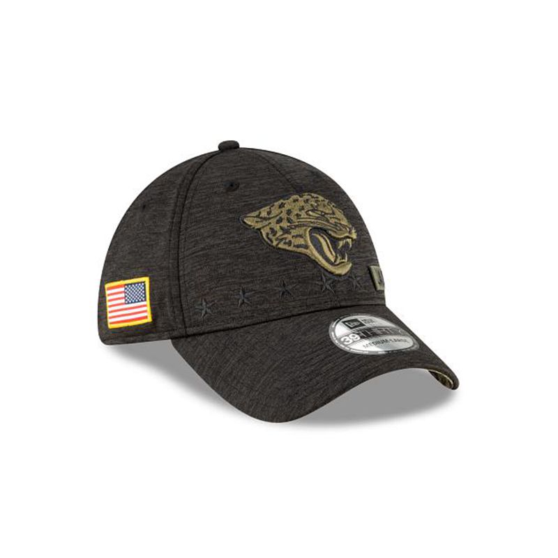 NFL Jacksonville Jaguars Salute To Service 39Thirty Stretch Fit (UKY3465) - Black New Era Caps